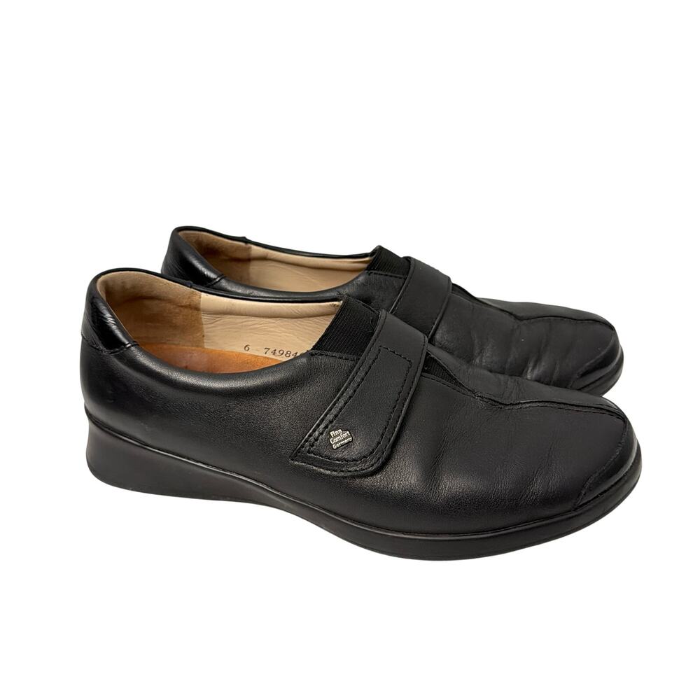 Finn Comfort Shoes Womens Size 8.5 Goa Black Leather Comfort Adjustable Strap